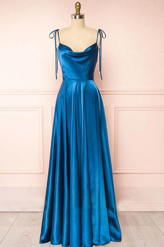  Sweet A-line Cowl Neck Silk Long Prom Dress - Prom Dress - DYAVOR® 