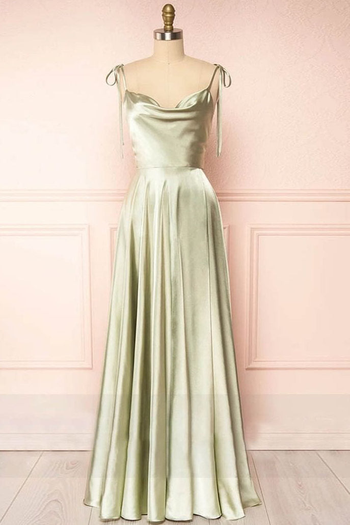  Sweet A-line Cowl Neck Silk Long Prom Dress - Prom Dress - DYAVOR® 