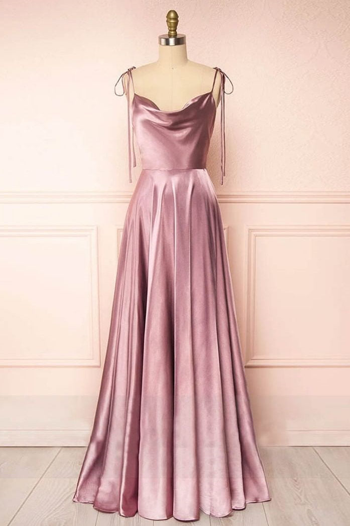  Sweet A-line Cowl Neck Silk Long Prom Dress - Prom Dress - DYAVOR® 