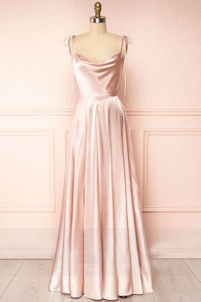  Sweet A-line Cowl Neck Silk Long Prom Dress - Prom Dress - DYAVOR® 
