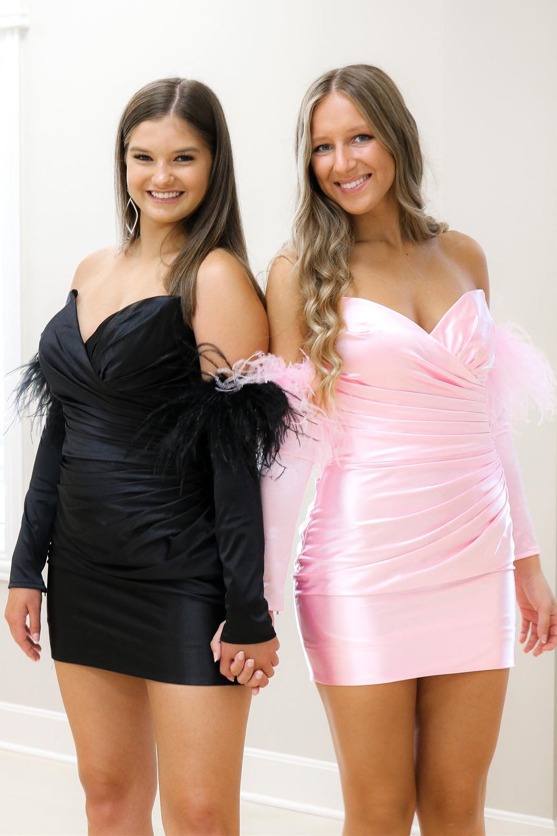  Rosalyn |Sheath Satin Strapless Homecoming Dress with Long Sleeves - Homecoming Dress - DYAVOR® 