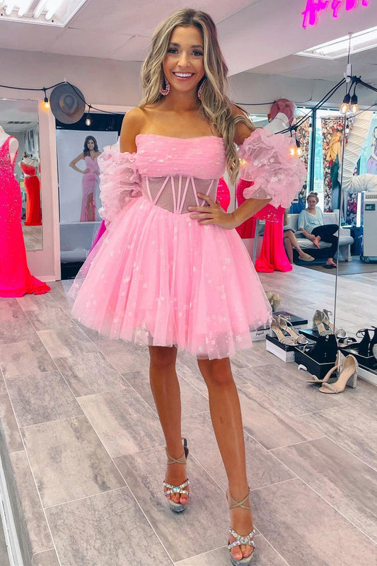  Venetia |A-Line Pleated Tulle Homecoming Dress - Homecoming Dress - DYAVOR® 