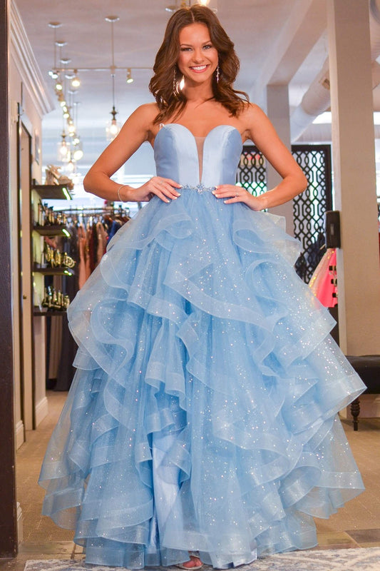  Lylah |Princess Strapless Satin Glitter Tulle Prom Dress - Prom Dress - DYAVOR® 