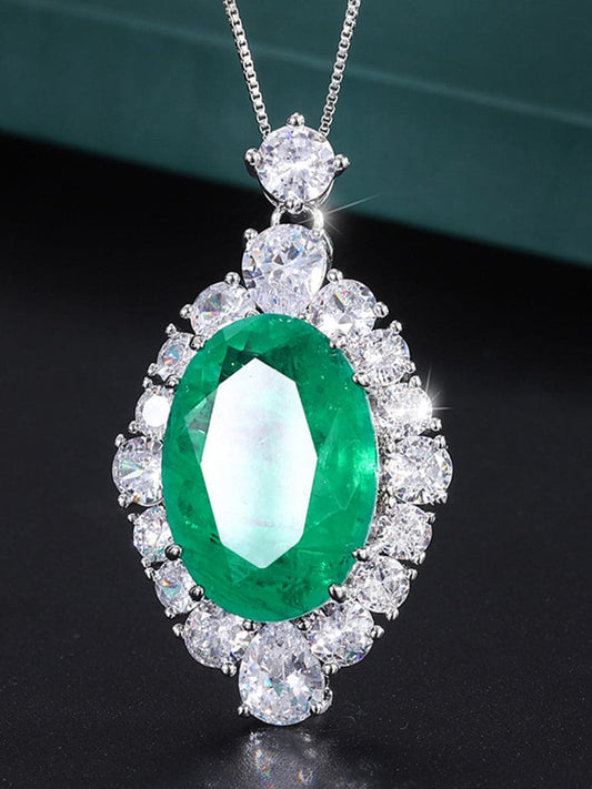 Faux Paraiba Egg-Shaped Luxury Pendant Necklace MSN110807