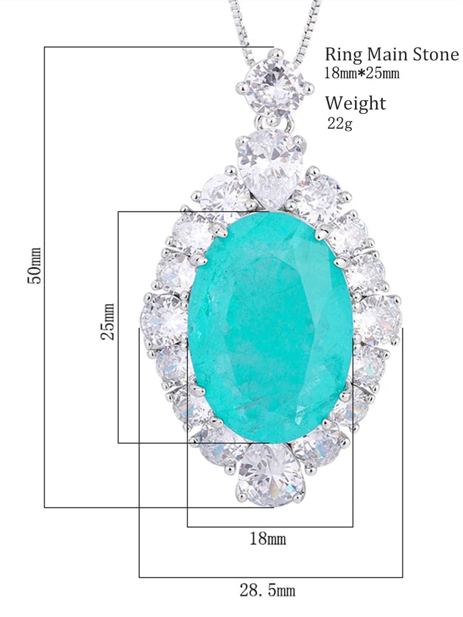  Faux Paraiba Egg-Shaped Luxury Pendant Necklace MSN110807 - Apparel & Accessories - DYAVOR® 