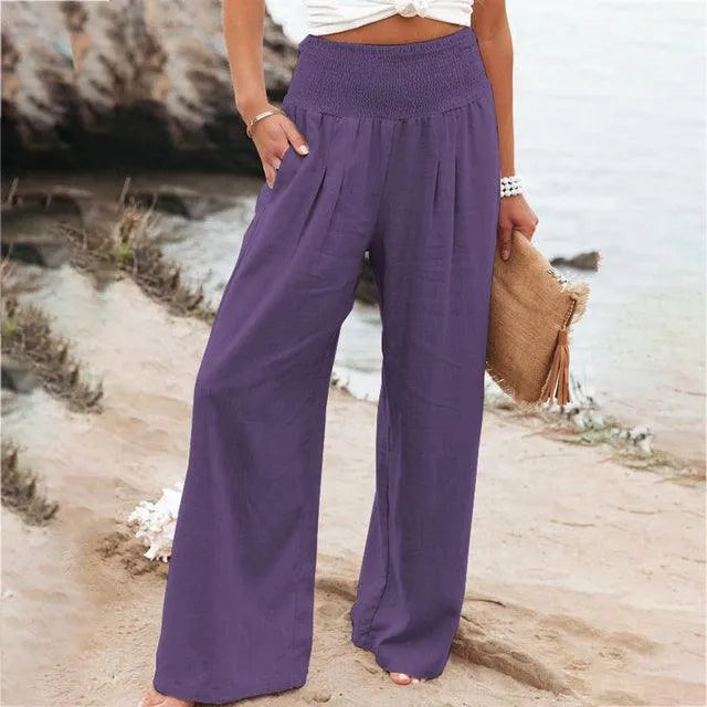  Women's Summer Pants - Casual Chic - Cotton and Linen Blend - Ideal for Summer Occasions - 05/112024 1 - DYAVOR® 