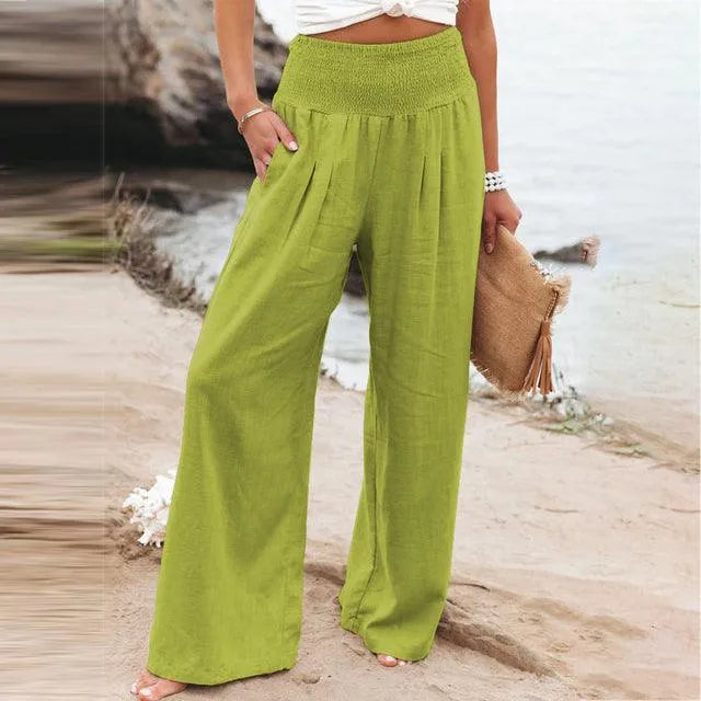  Women's Summer Pants - Casual Chic - Cotton and Linen Blend - Ideal for Summer Occasions - 05/112024 1 - DYAVOR® 