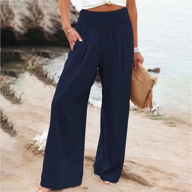  Women's Summer Pants - Casual Chic - Cotton and Linen Blend - Ideal for Summer Occasions - 05/112024 1 - DYAVOR® 