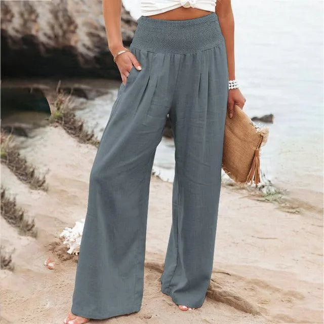  Women's Summer Pants - Casual Chic - Cotton and Linen Blend - Ideal for Summer Occasions - 05/112024 1 - DYAVOR® 