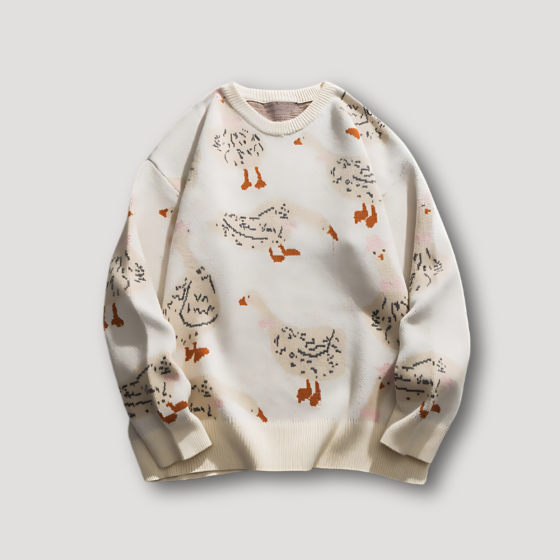 Taylor - Graphic sweater with goose and duck pattern