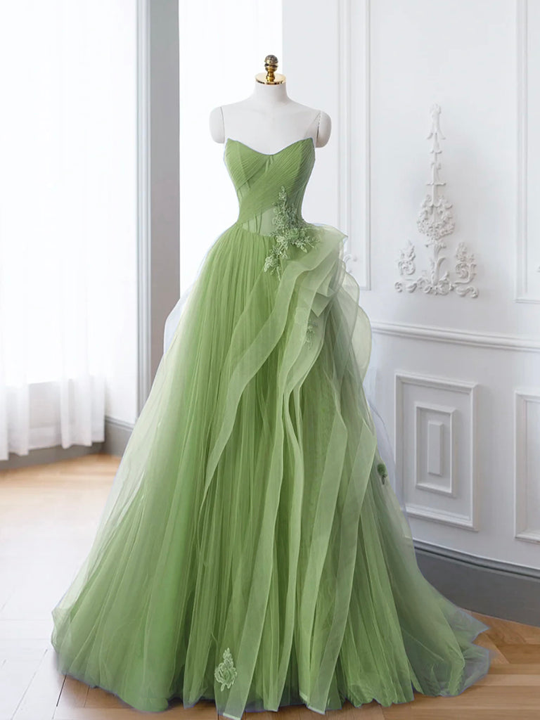  Saflor | Green A-Line Off Shoulder Long Prom Dress Lace Long Evening Dress - Prom Dress - DYAVOR® 