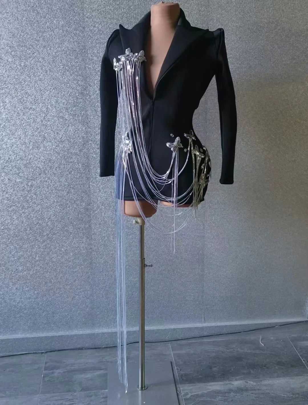  Handmade Crystal Sequined Fringes Blazer - Blazers - DYAVOR® 