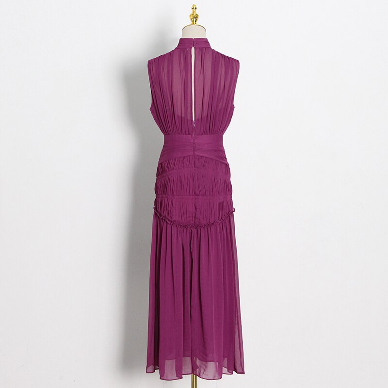  Long Chiffon Dress With Gathers -  - DYAVOR® 