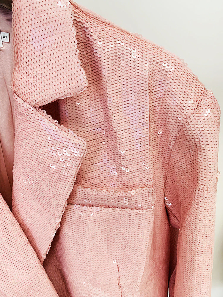  Autumn Sequin Pink Blazer - Blazers - DYAVOR® 