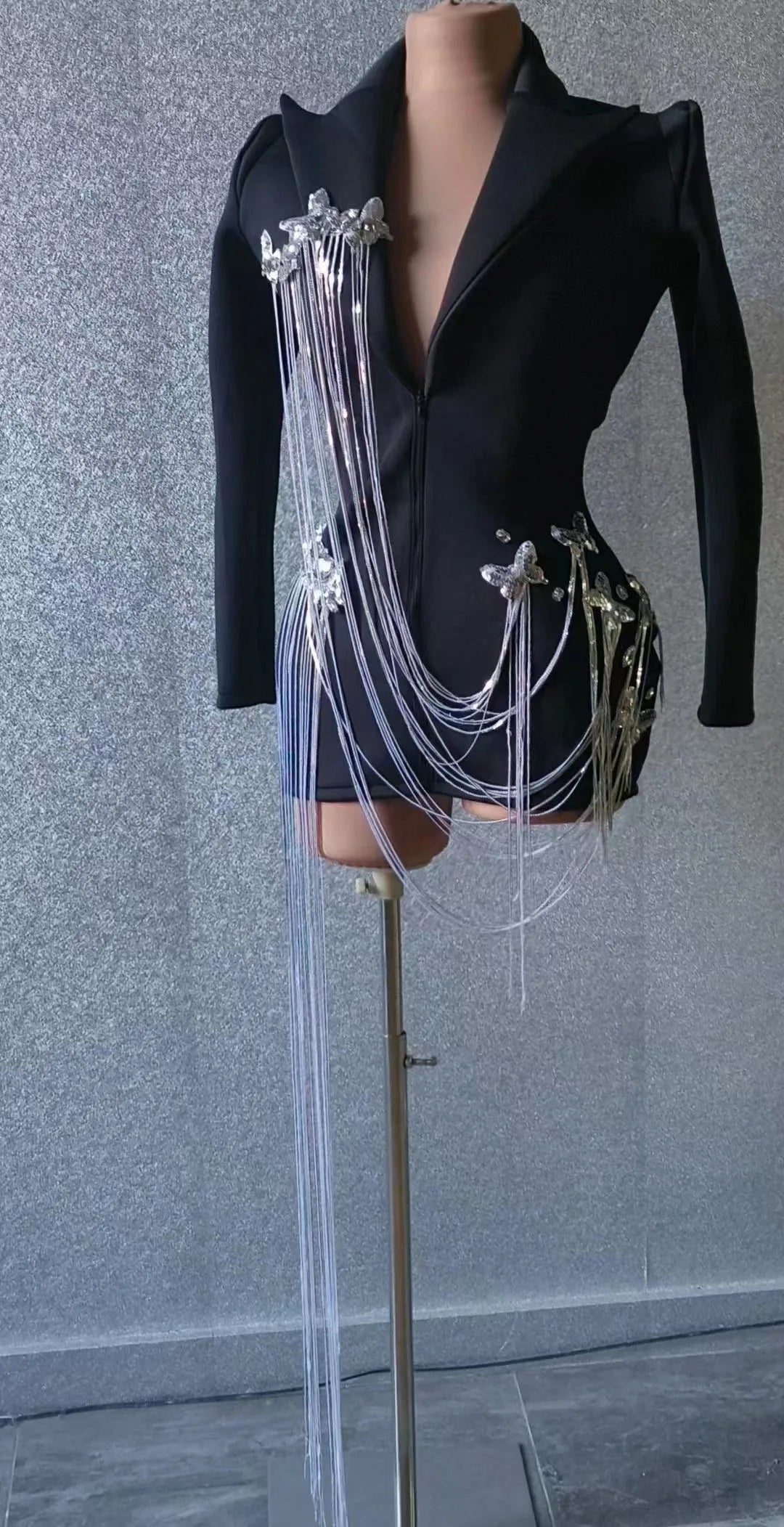 Handmade Crystal Sequined Fringes Blazer - Blazers - DYAVOR® 
