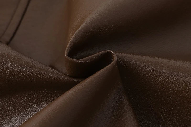 Vintage Fur Leather Motorcycle Jacket – Thick Warm Lamb Wool Lapel Coat