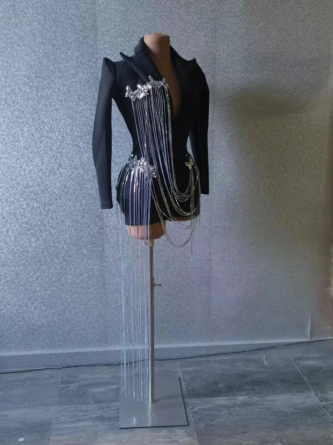  Handmade Crystal Sequined Fringes Blazer - Blazers - DYAVOR® 