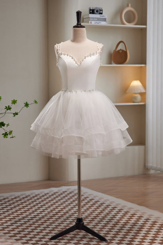  Phoebe |A-line Spaghetti Straps Tulle Short Homecoming Dresses - Homecoming Dress - DYAVOR® 