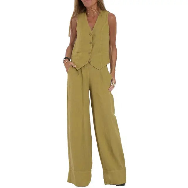 Lois | Stylish loose set (vest + pants)