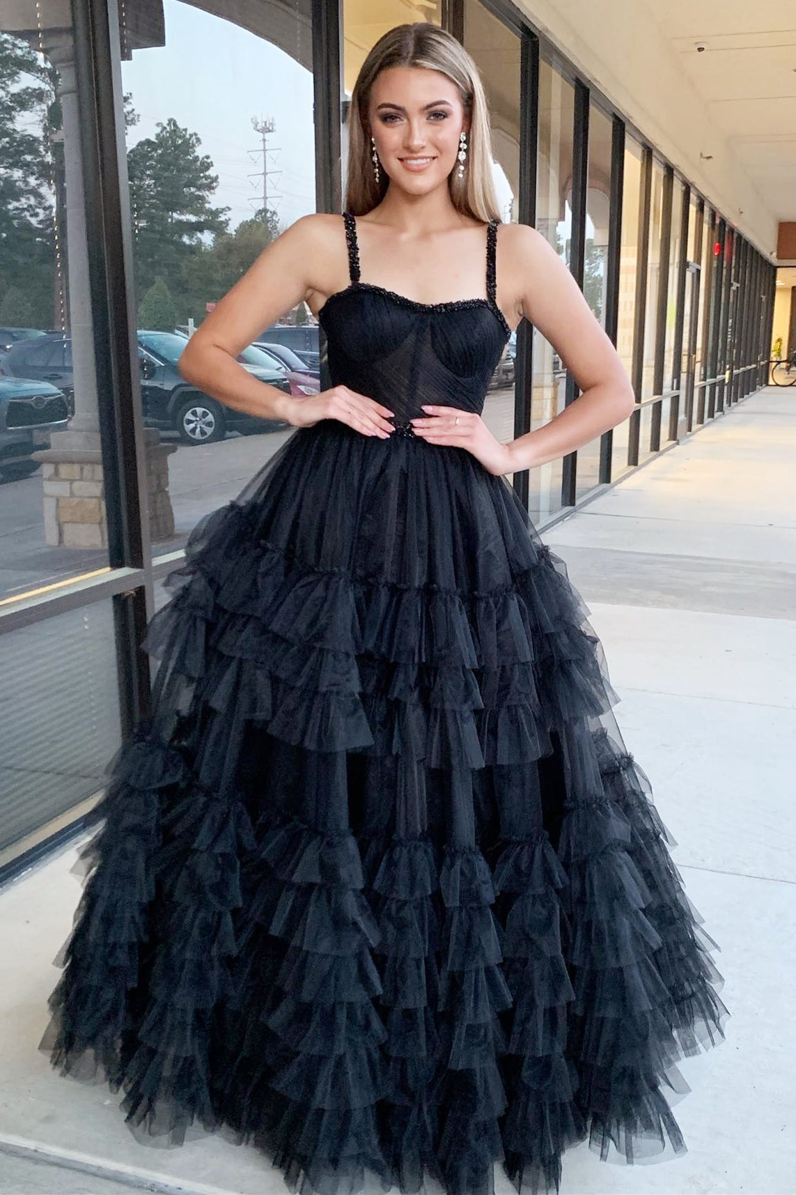  Tiered Ruffle Sweetheart Beaded Long Prom Dress - Prom Dresses - DYAVOR® 