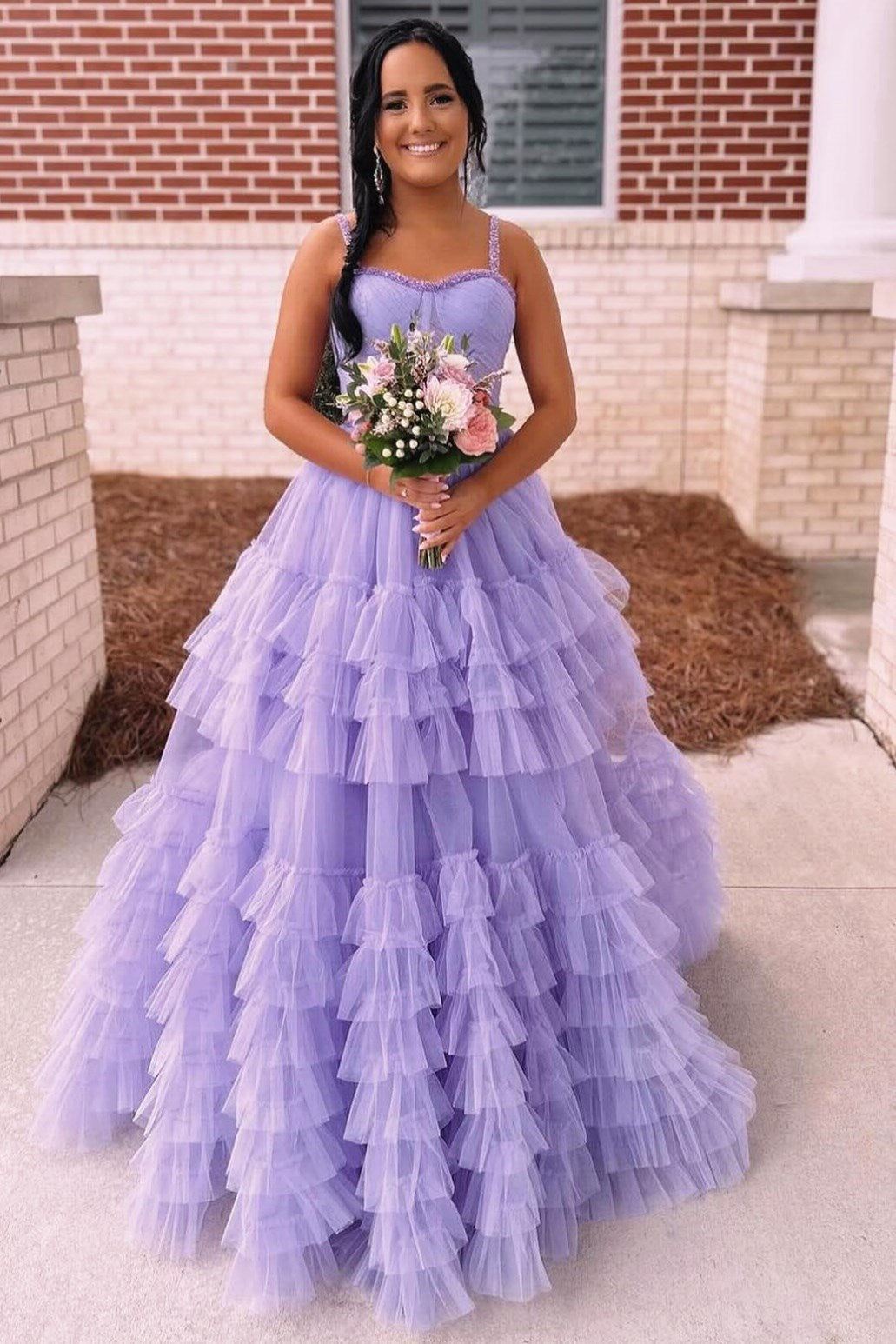  Tiered Ruffle Sweetheart Beaded Long Prom Dress - Prom Dresses - DYAVOR® 