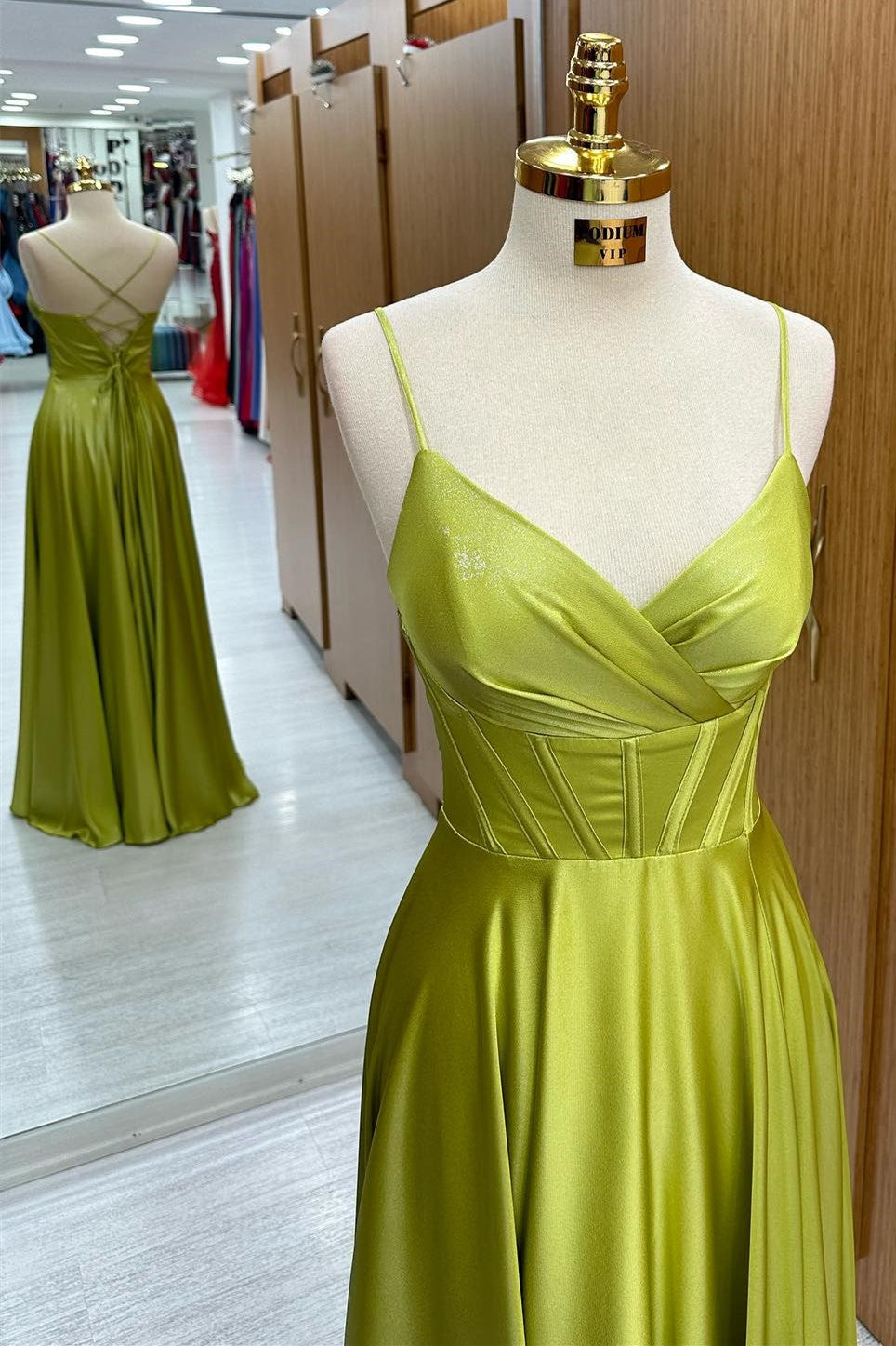  Olive Green Corset Lace-Up A-Line Long Formal Dress - Prom Dresses - DYAVOR® 