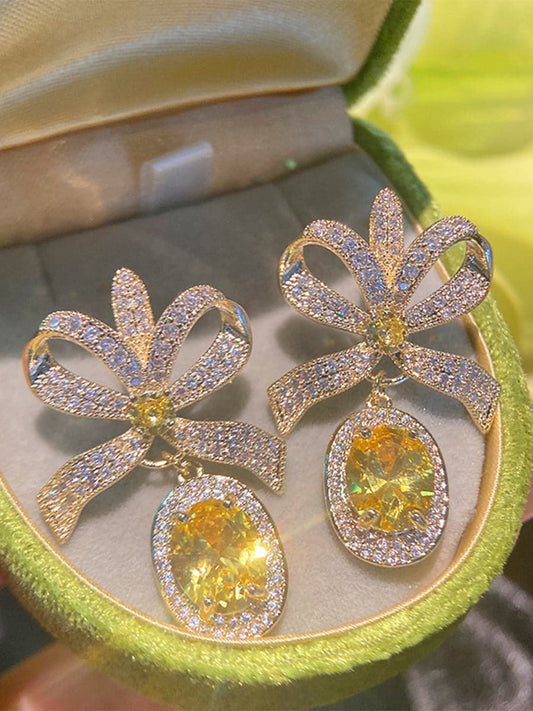  Zircon Bow Earrings MSE033114 - Earrings - DYAVOR® 