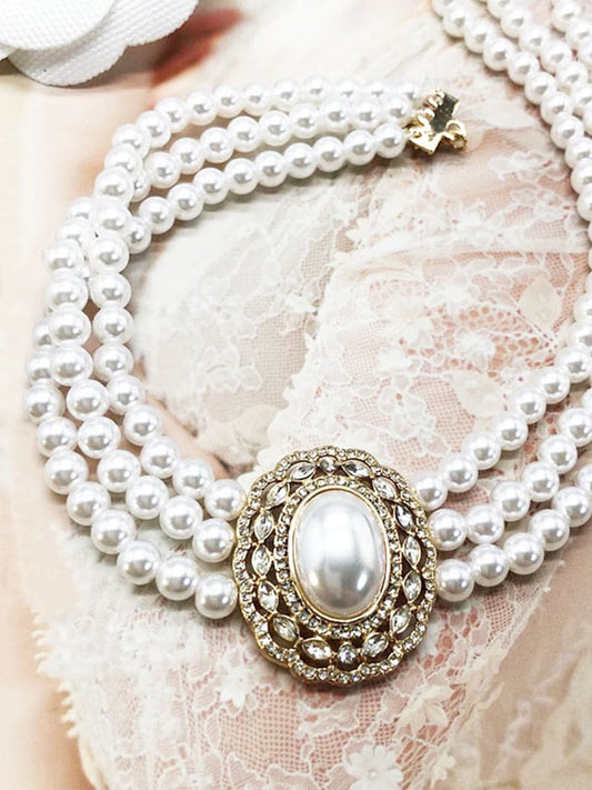  Retro Light Luxury Pearl Rhinestone Necklace MSE033124 - Necklaces - DYAVOR® 