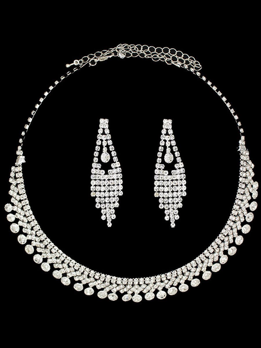  Fashion Rhinestone Necklace Earrings Set MSE033126 - Jewelry Set - DYAVOR® 