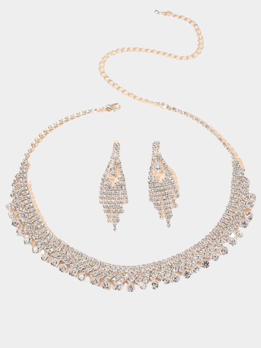  Fashion Rhinestone Necklace Earrings Set MSE033126 - Jewelry Set - DYAVOR® 