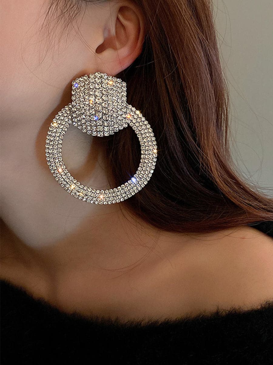  S925 Silver Needle Rhinestone Hoop Earrings MSE092401 - Earrings - DYAVOR® 