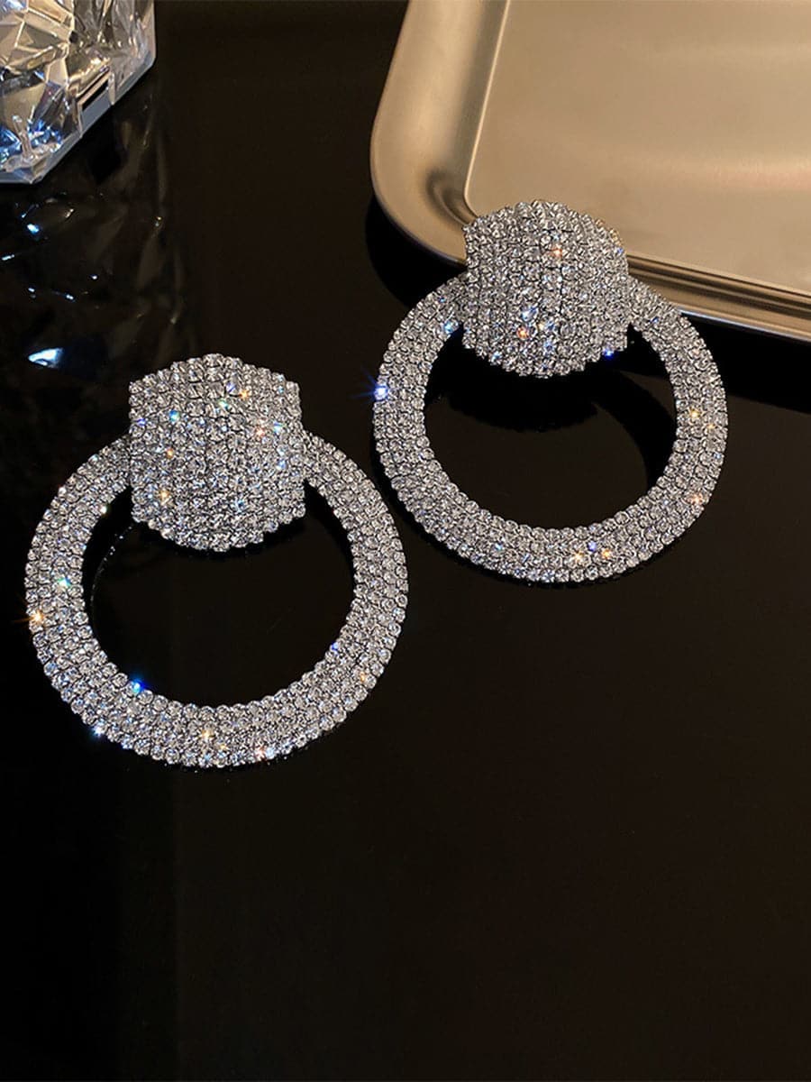  S925 Silver Needle Rhinestone Hoop Earrings MSE092401 - Earrings - DYAVOR® 