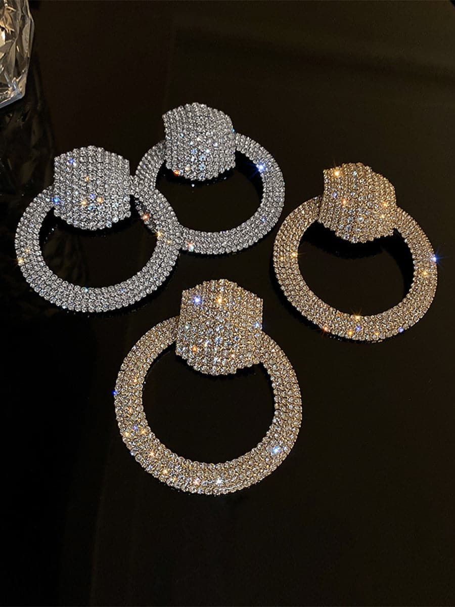  S925 Silver Needle Rhinestone Hoop Earrings MSE092401 - Earrings - DYAVOR® 