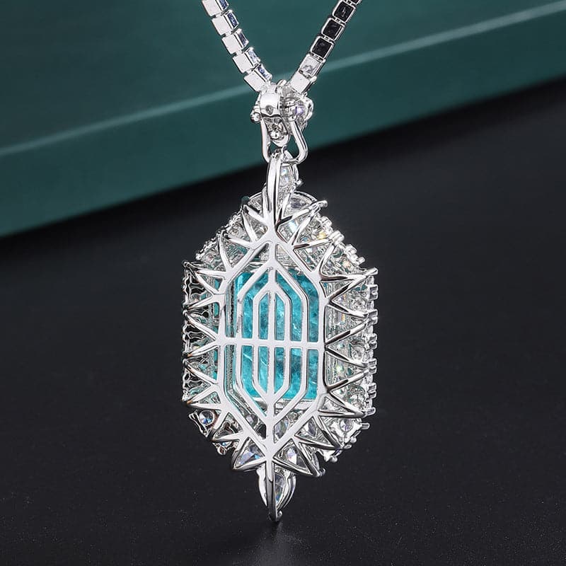  Emerald Paraiba Square Pendant Necklace MSN110802 - Apparel & Accessories - DYAVOR® 