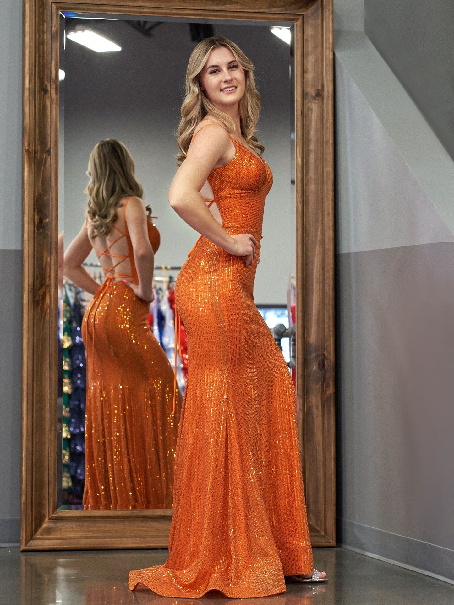  Emaree | Sparkly Mermaid V Neck Sequins Long Prom Dresses with Slit - Dresses - DYAVOR® 