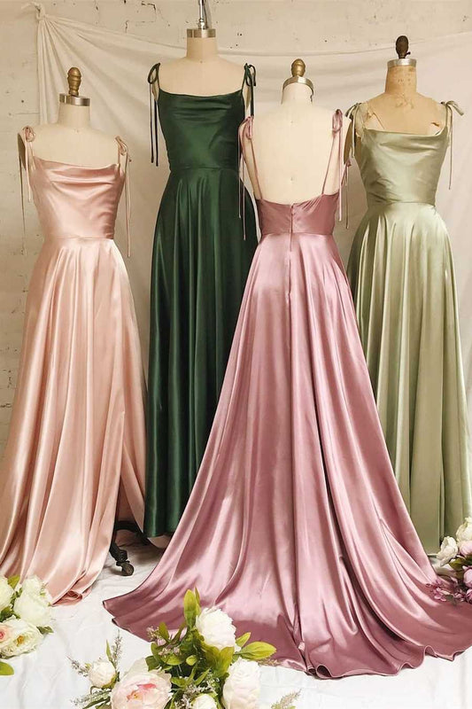  Sweet A-line Cowl Neck Silk Long Prom Dress - Prom Dress - DYAVOR® 