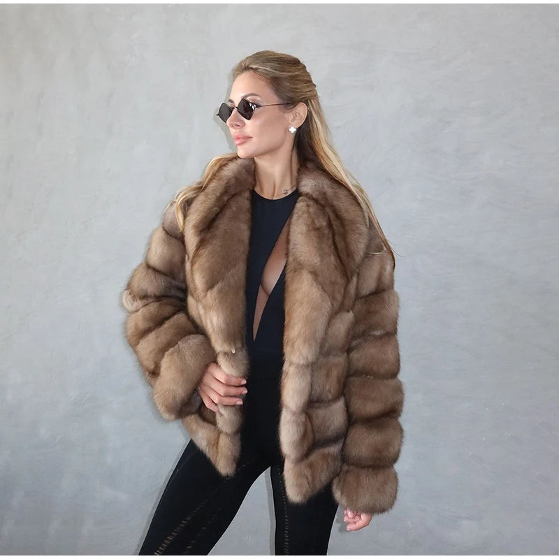 Fluffy Patchwork Faux Fur Coat For Women – Loose Winter Streetwear