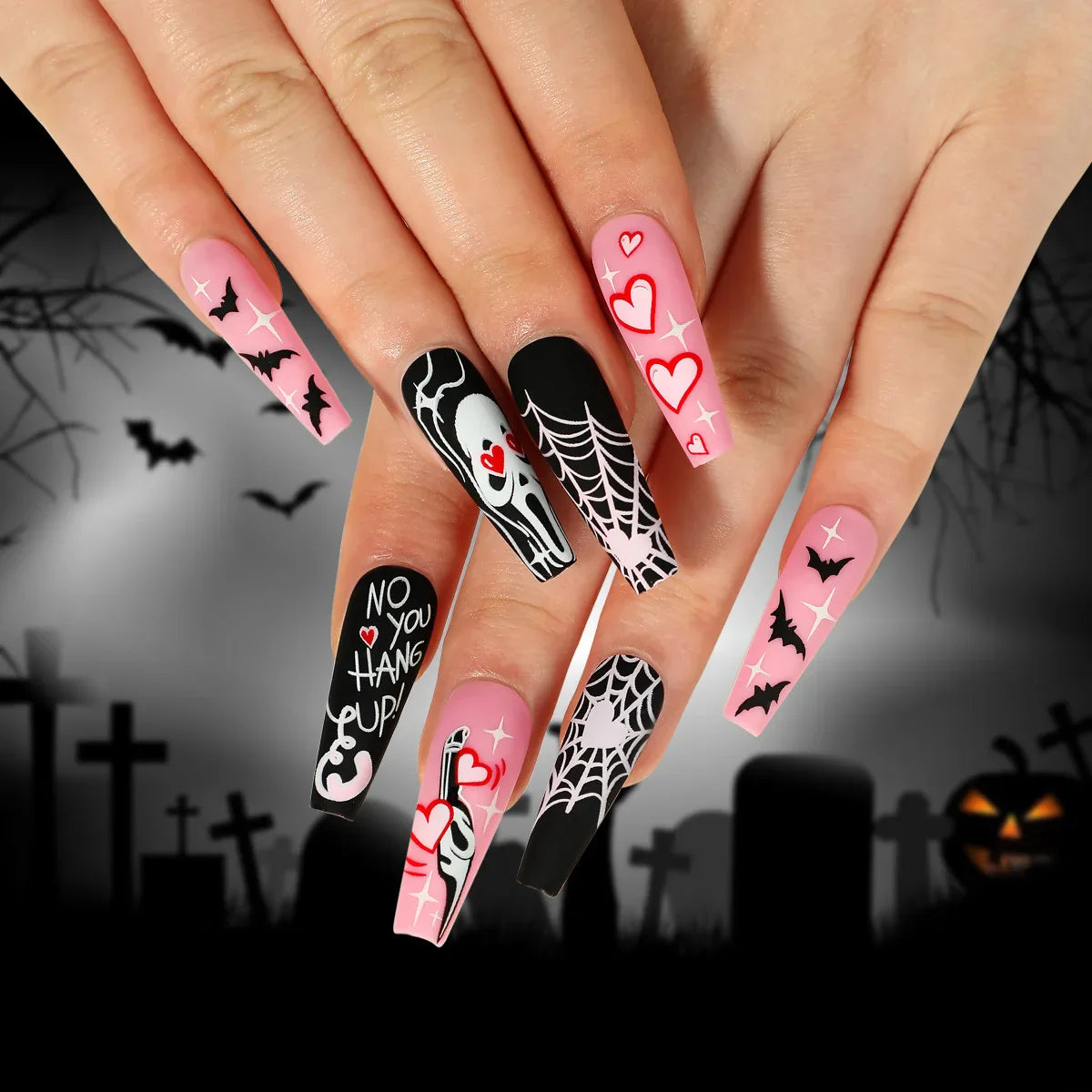 24Pcs Long Coffin False Nails Glitter Fake Nail with Rhinestones Press on Nails Full Cover Nail Tips Detachable Fake Fingernails