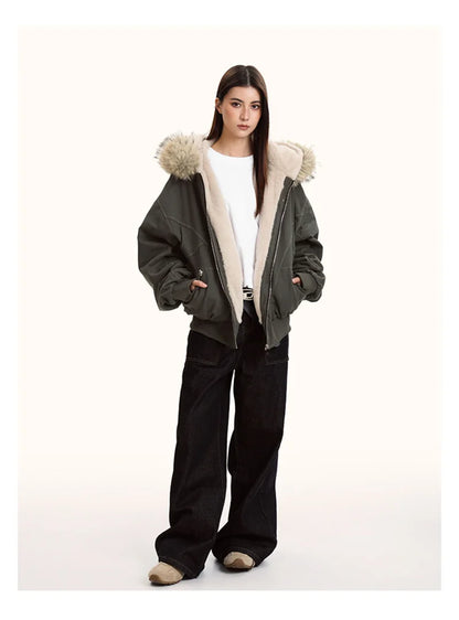 Fur Collar Hooded Parka For Women – Thick Padded Winter Jacket