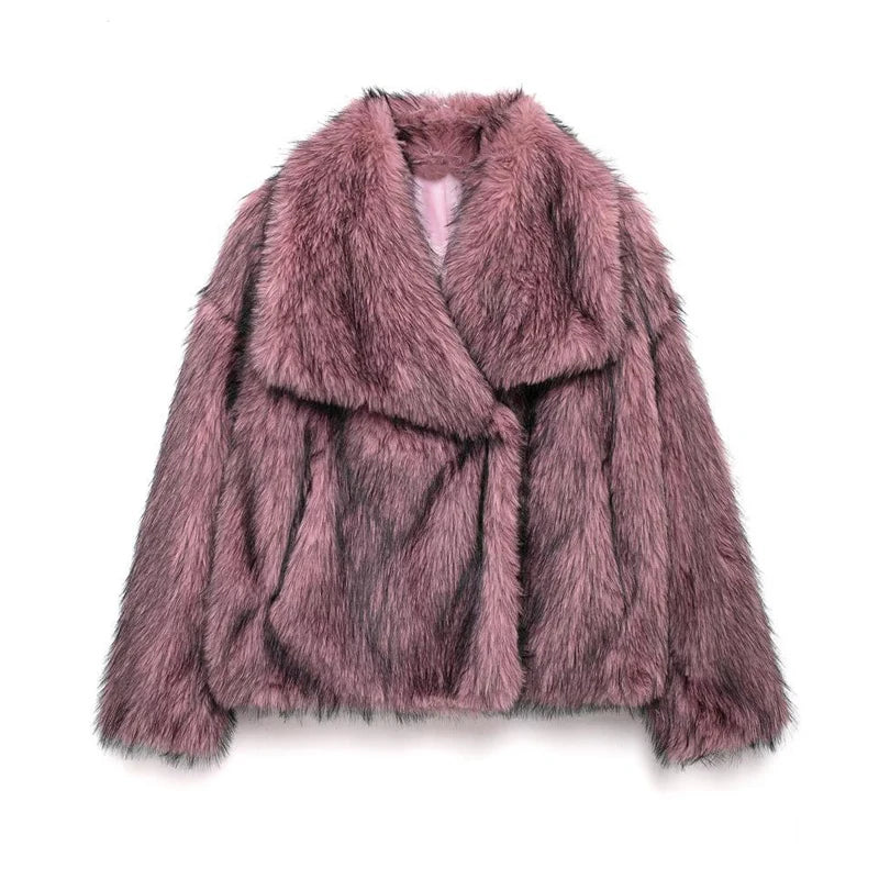 Plush Faux Fur Fluffy Coat Cozy Autumn Winter Jacket Women