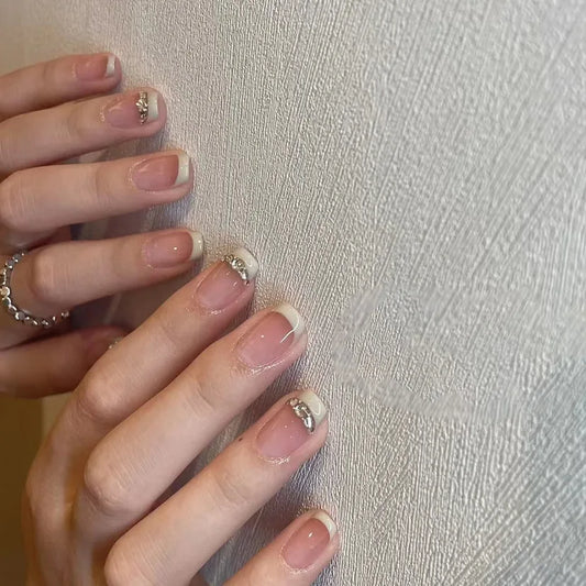  French Fake Nails Handmade Acrylic Full Cover Artificial False Nails With Design Professional Press On Nails -  - DYAVOR® 