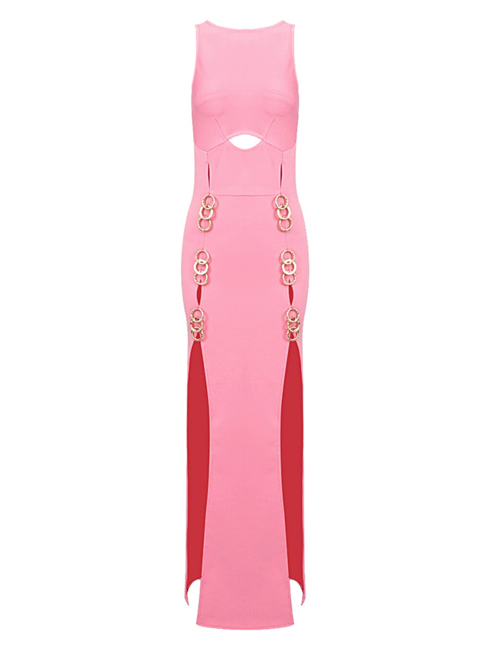  Pink Maxi Dress with Front Slits -  - DYAVOR® 