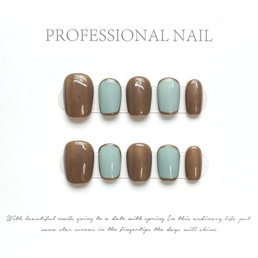  10Pcs Short Handmade Grey Press On Nails Simple Korea Decoration  Fake Nail Full Cover Artificial Manicuree Wearable Nail Tips -  - DYAVOR® 