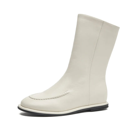 Genuine Leather Ankle Boots Women Winter Flat Short Knight Shoes