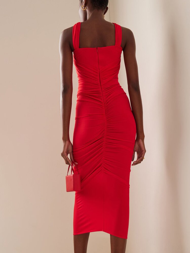  Red Maxi Dress with Cutouts and Flowers -  - DYAVOR® 