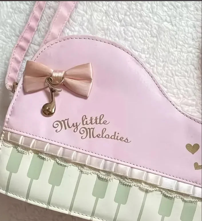 Cute Pink Piano Mini Crossbody Bag – Aesthetic Kawaii Leather Messenger Purse