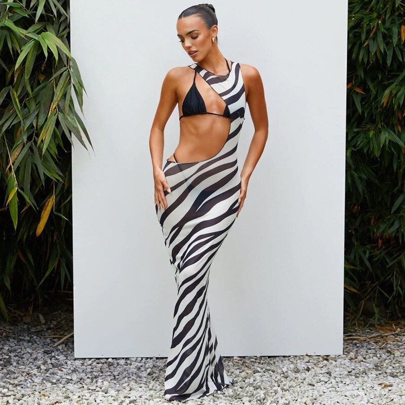 Maxi Dress with Zebra Pattern