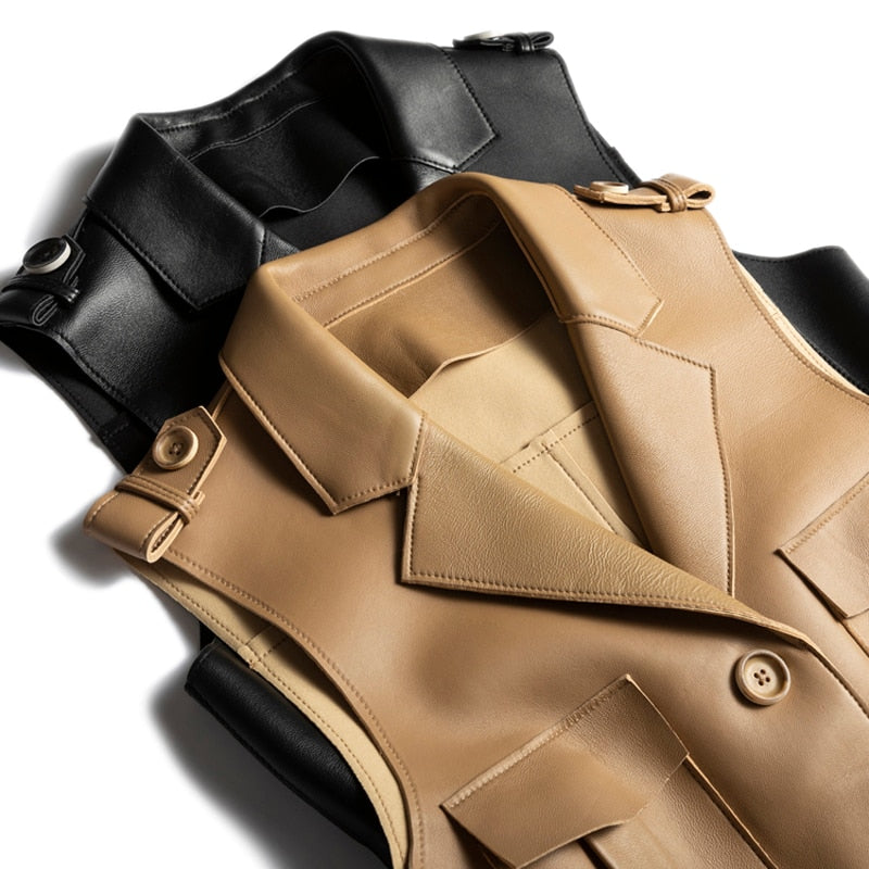  Genuine Leather Sleeveless Jacket - Jacket - DYAVOR® 