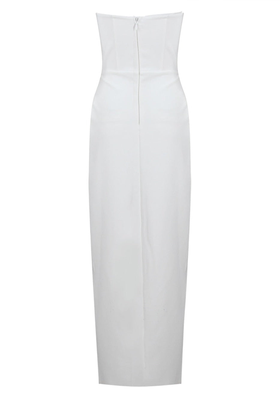  White Maxi Dress with Flowers -  - DYAVOR® 