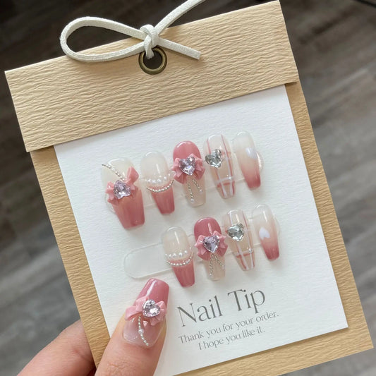  Handmade Y2k Press On Nails Coffin Reusable Decoration Fake Nails Full Cover Artificial Manicuree Wearable False Nail For Women -  - DYAVOR® 